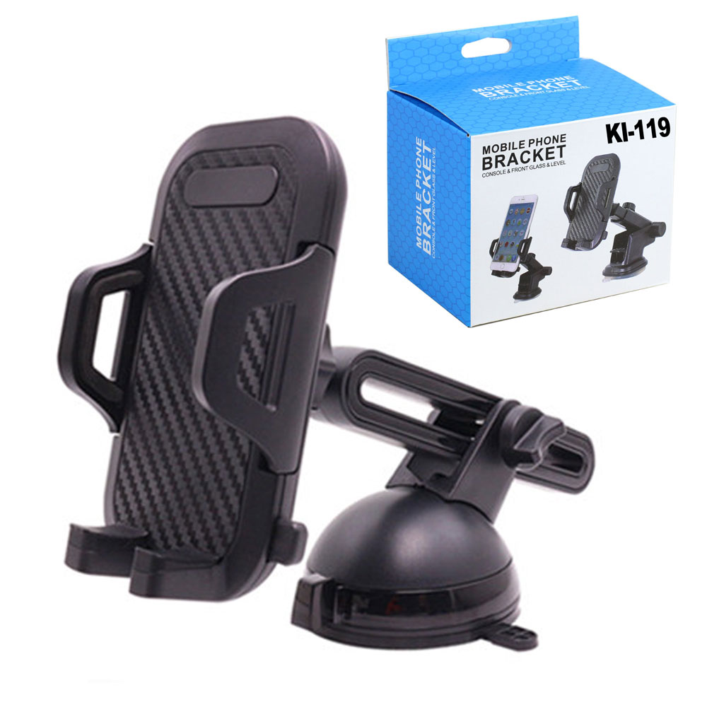 Clip Bracket Long Windshield and Dashboard Car Mount Holder for PHONE KI-119 (Black)